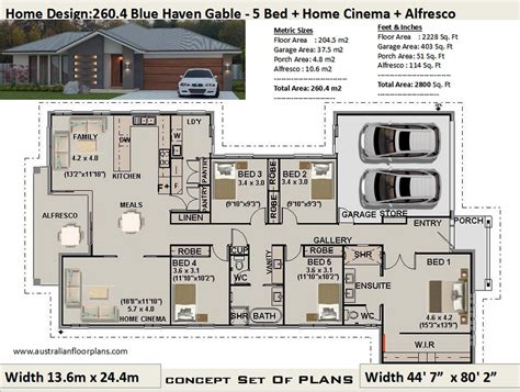 5 Bedroom House Plans 260.4 M2 or 2800 Sq. Feet 5 Bedroom Design ...