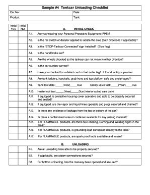 Fillable Online Sample 4 Tankcar Unloading Checklist - bUTLXb Fax Email ...