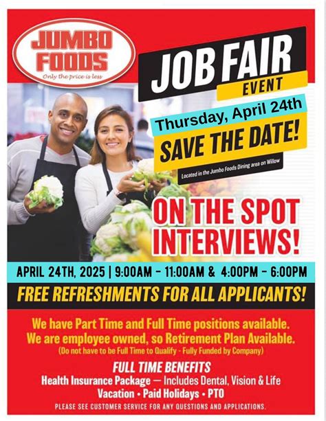 Jumbo Foods - Job Fair 4/24/25 & 4/26/25, 2311 W Willow Rd, Enid, OK ...