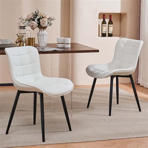 Modern White Leather Dining Chairs High End Rectangular Glass Top