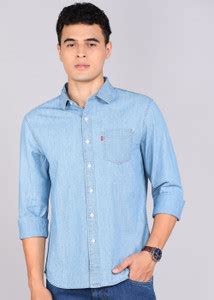 LEVI'S Men Solid Casual Blue Shirt - Buy LEVI'S Men Solid Casual Blue ...