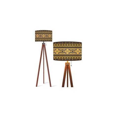 Wood Tripod Floor Lamp seamless golden border | Ubuy India