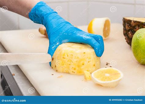 Cutting pineapple stock photo. Image of cooking, citrus - 49995082