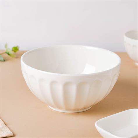 Serena Pearly White Ribbed Serving Bowl 6.5 Inch 900 ml Online ...