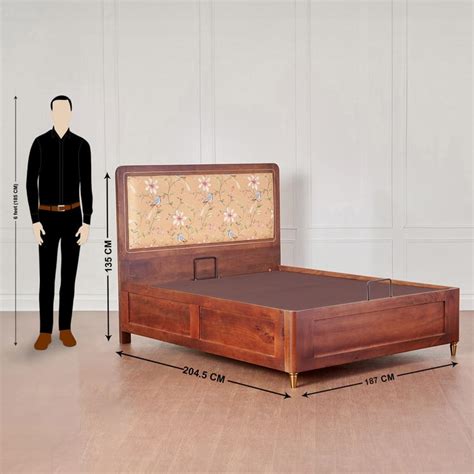 Buy Dastkari Samrat Mango Wood King Bed with Hydraulic Storage - Brown ...