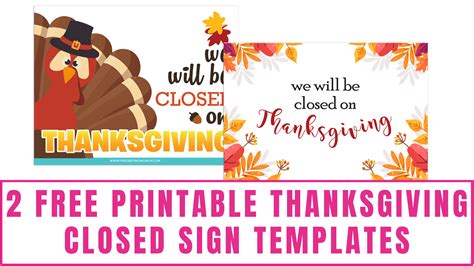 Free Printable Thanksgiving Closed Signs