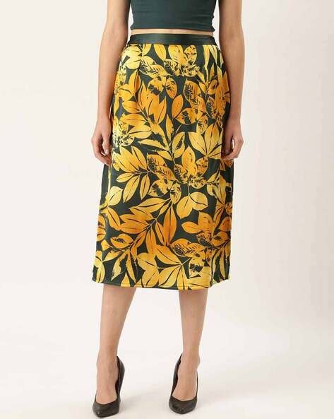 Buy Wisstler Leaf Print A-line Skirt | AJIO