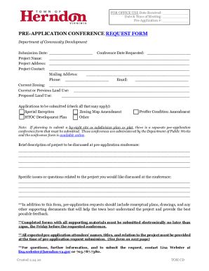 Fillable Online PRE-APPLICATION CONFERENCE REQUEST FORM Fax Email Print ...