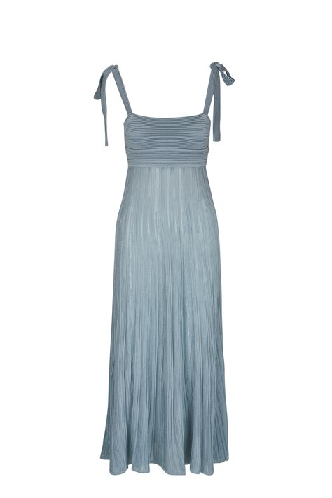 Zimmermann - Waverly Metallic Light Blue Tie Shoulder Dress