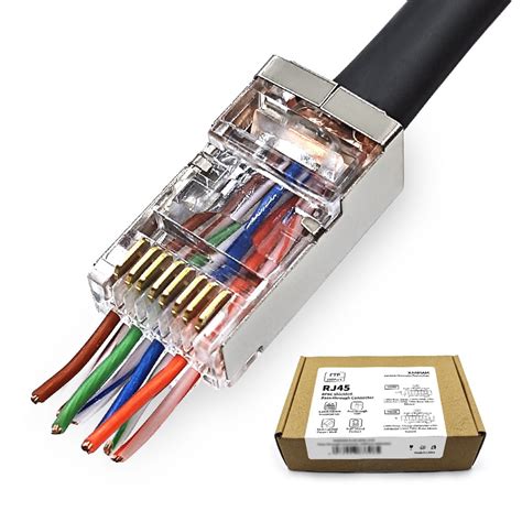 XANHAM 100 Pack Cat 6 Pass Through Shielded RJ45 Connector Modular ...