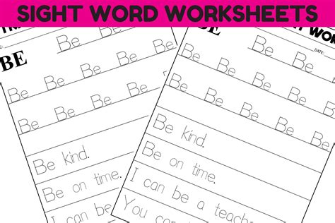 Sight Word Practice Worksheet - BE Graphic by Sarita_Kidobolt ...