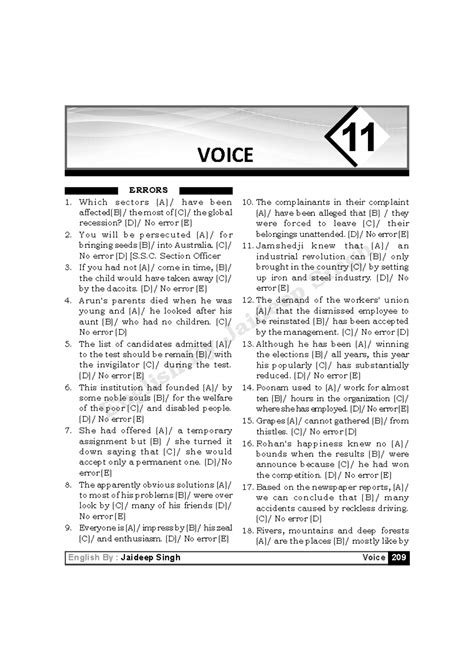 Voice Errors and Corrections: English Notes (ENG 11) - Studocu