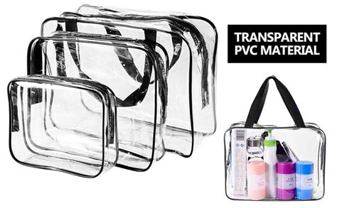 Buy House of Quirk 3 Pack Clear PVC Cosmetic Bags Travel Toiletry Bag ...