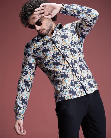 Hotsman - Men's Partywear - Luxury Printed Shirt - Moss Black – HOTSMAN