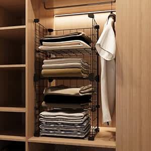 BOXJOY 4 Tier Metal Shelf Organizer for Wardrobe | Adjustable Almirah ...