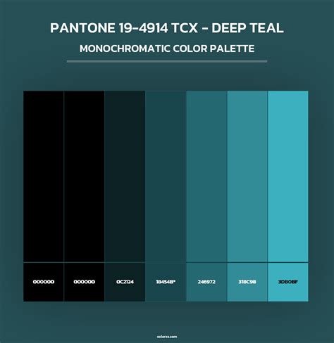 PANTONE 19-4914 TCX - Deep Teal color palettes - colorxs.com