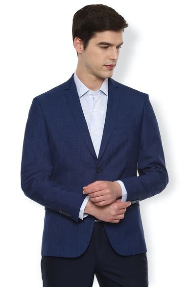 Buy Men Navy Check Skinny Fit Casual Blazer Online - 611904 | Van Heusen
