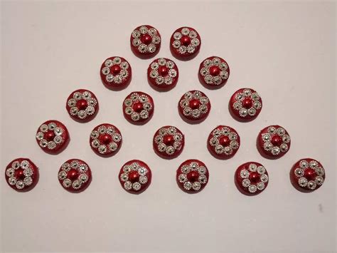 Akshar Pack of Red Color Cloth Stone Buttons : Amazon.in: Home & Kitchen