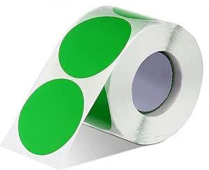 True-Ally 50 mm Chromo Green Colored Round Circle Dot Label - 2 inch ...