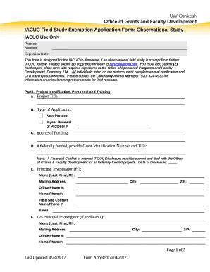 IACUC Field Study Exemption Application : Observational Study - grants ...