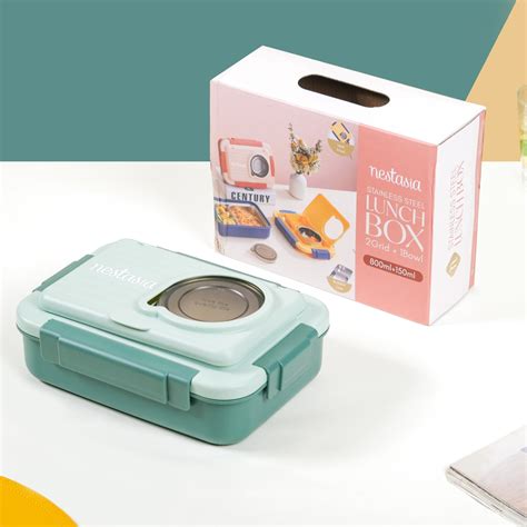 Lunch Box With 2 Sections Green 800ml Online - Premium Lunch Box | Nestasia