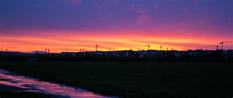 Download wallpaper 2560x1080 sunset, trees, building, sky dual wide ...