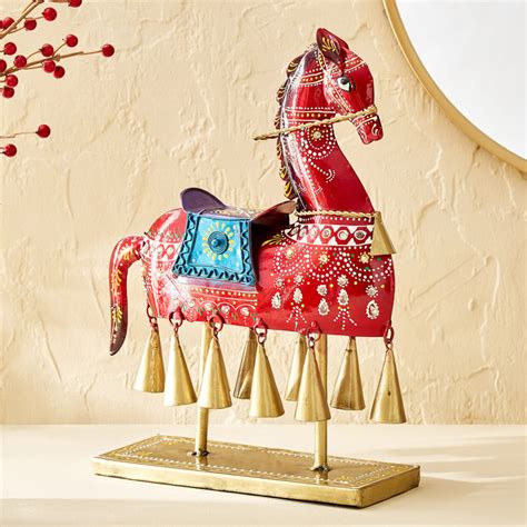 Buy Corsica Mystic India Metal Bell Horse Figurine from Corsica by Home ...