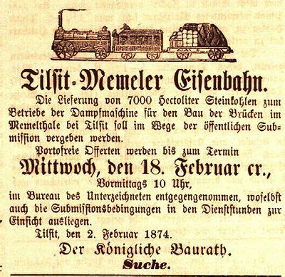 Tilsit - Memeler - Eisenbahn – GenWiki