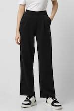 Buy Women Black Solid Formal Regular Fit Trousers Online - 949515 | Van ...