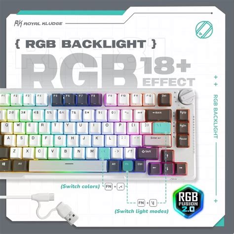 Royal Kludge RK H81 White Night (Blue Switch) Mechanical Wireless ...