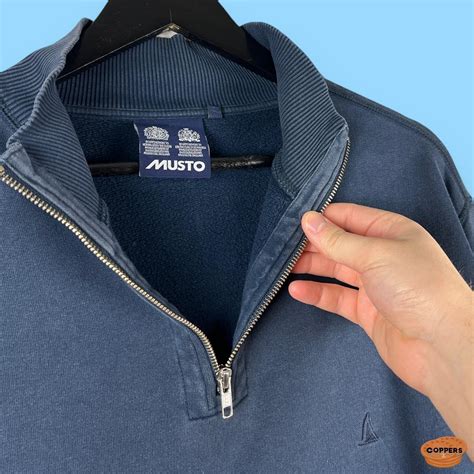 Musto Mens 1/4 Zip Jumper XL Navy Pullover Sweater... - Depop
