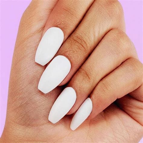Adulting | Reusable Press-On Nails | 24 pcs | White | Coffin Shape | M ...