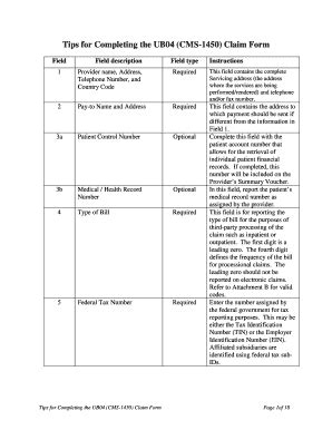 UB04 CMS-1450 Claim Form - Blank Fillable Template | Fill Out, Print ...