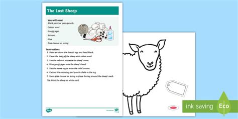 The Lost Sheep Artwork for First Communion Craft Instructions