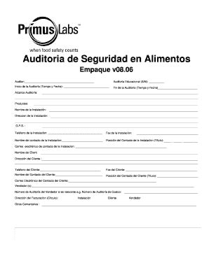 Completable En línea Auditoria de Seguridad en Alimentos Fax Email ...
