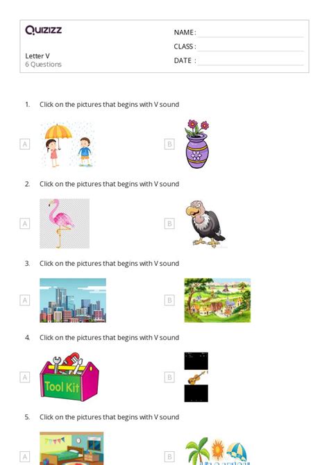 50+ The Letter V worksheets for Kindergarten on Quizizz | Free & Printable