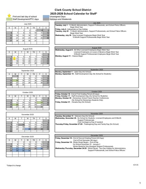 Clark county school district NV Calendar 25-26 Revised [pdf] - EduCounty