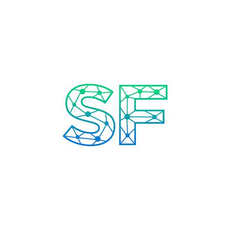 Abstract letter SF logo design with line dot connection for technology ...