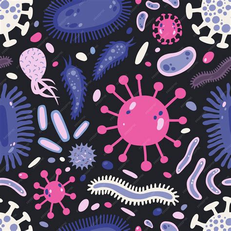 Modèle sans couture avec des micro-organismes unicellulaires ou des ...