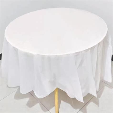 The Round Table Is Covered With A White Circle Of 213Cm|1 Pack Of ...