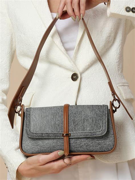 Buy Now Women Denim Solid Structured Sling Bag