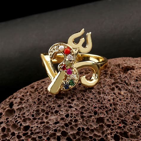 Kailasha Stone Studded Om Trishul Ring – VOYLLA
