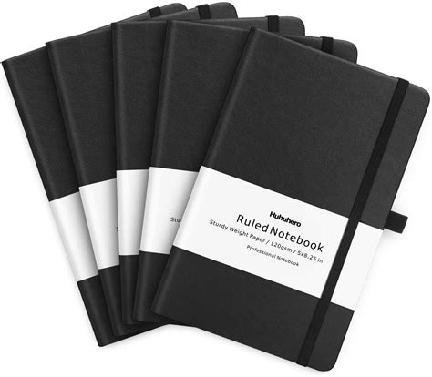 Huhuhero Notebooks Journal, Ruled Notebook, Black Hardcover Notebook