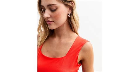 Red Square Neck Bodysuit | New Look
