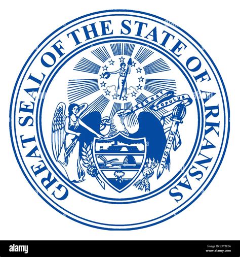 The state seal of Arkansas over a white background Stock Photo - Alamy