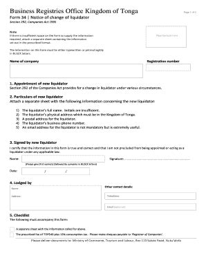 Fillable Online businessregistries gov Form 34 Notice of change of ...
