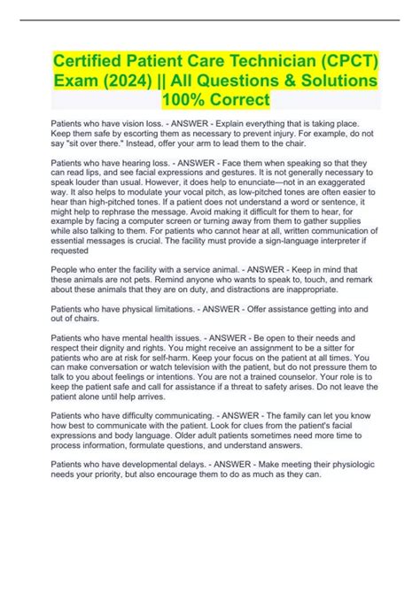 Certified Patient Care Technician (CPCT) Exam (2024) || All Questions ...