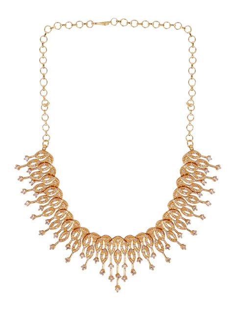 American Diamond Gold Plated Brass Necklace Set – ethnichype