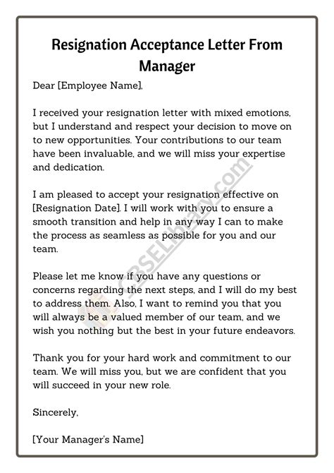 Resignation Acceptance Letter Samples Templates Examples How To Write ...