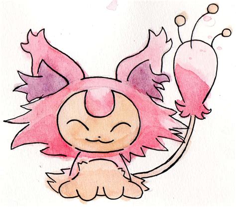 Download Watercolor Skitty Illustration Wallpaper | Wallpapers.com